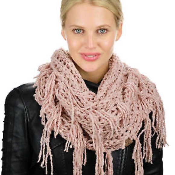 New! C.C Women's Soft Solid Chenille Net Fringed Tassel Infinity Wrap CC Scarf - Picture 3 of 3